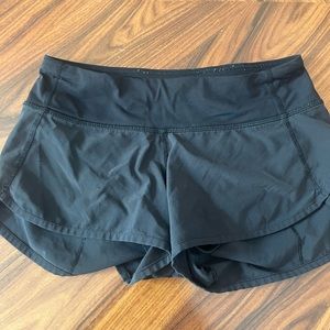 Black lululemon speed shorts, size 2